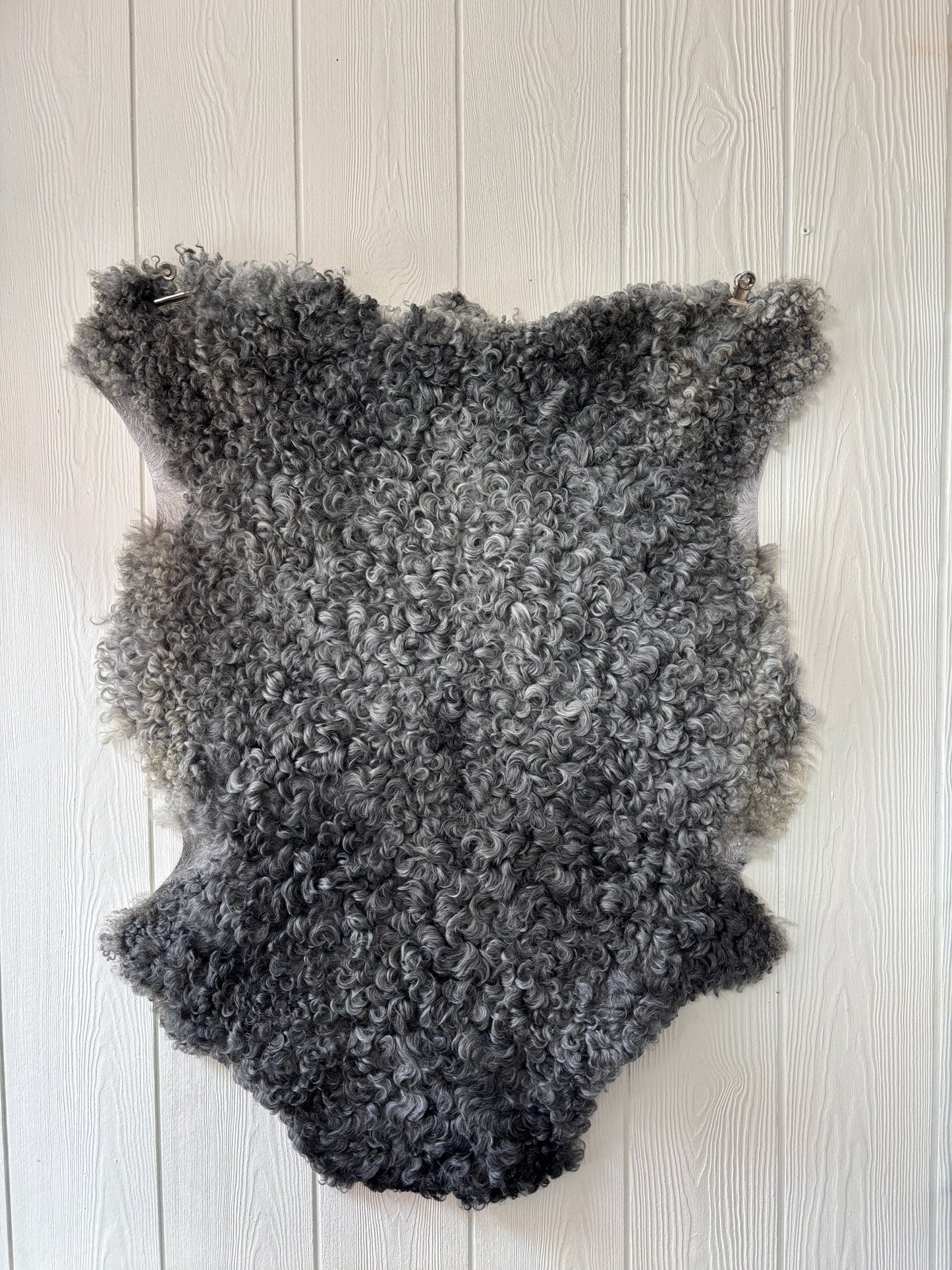 Gotländskt lammskinn nr 5, naturliga lockar, ca 102×79 cm – ekologiskt från Gotland
