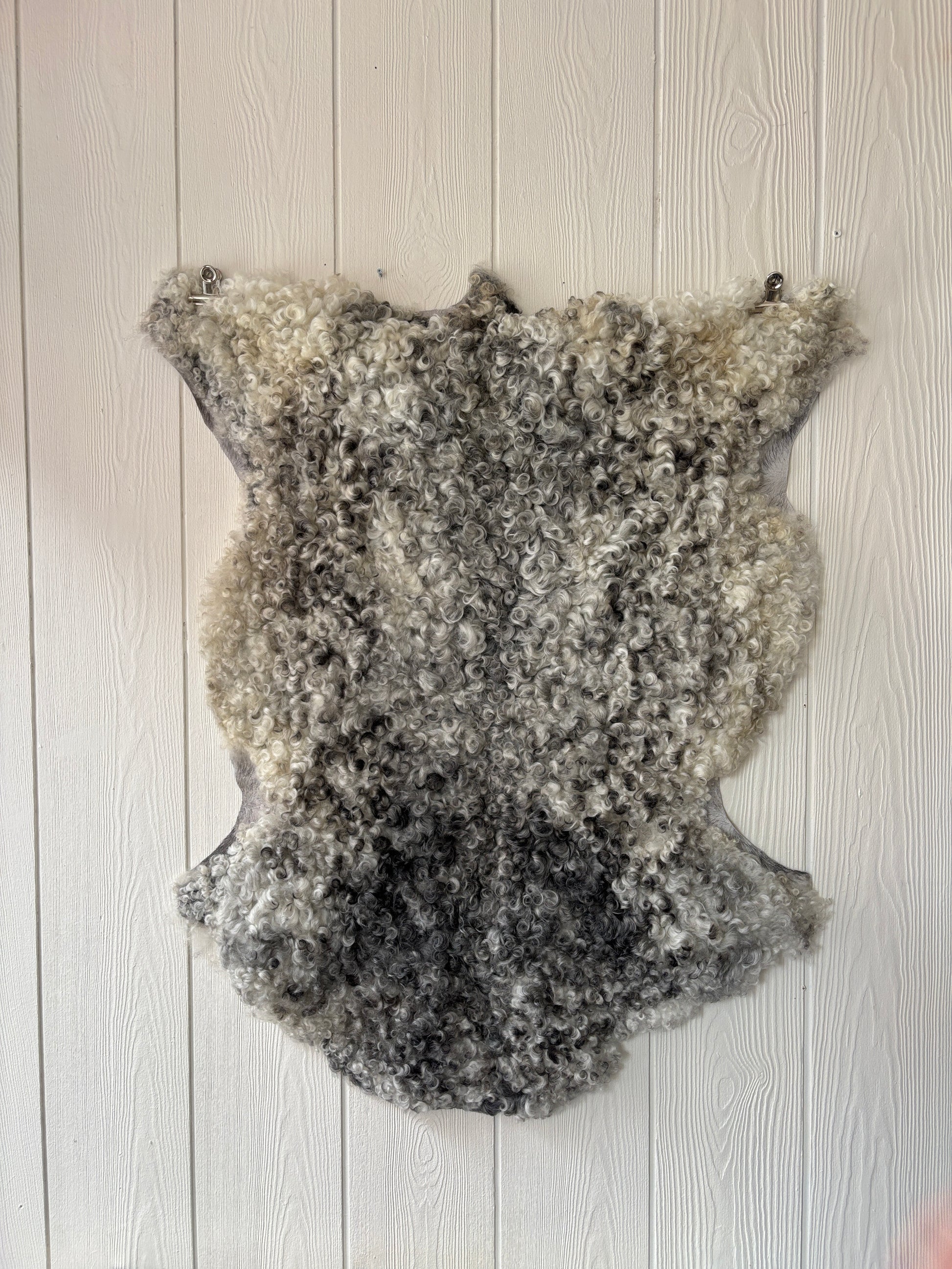 Gotländskt lammskinn nr 11, naturliga lockar, ca 95×68 cm – äkta fårskinn från Gotland